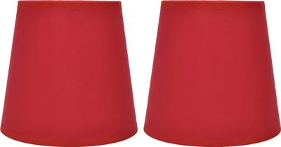 Immagine prodotto di 2 paralumi da interno in stile europeo, in tessuto, per lampadari E14, lampade da tavolo e lampade da terra PX16, rossi