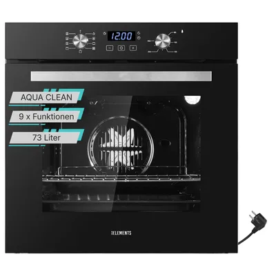 Produktbild von KB-ELEMENTS Einbaubackofen,60 CM, 73 Liter, 9 x Funktionen, AQUA CLEAN, Wide-Screen-Window, versenkbare Drehknebel, 75EV2