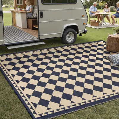 Produktbild von Outdoor Teppich 180 cm, Kunststoff, wasserdicht, wendbar, für Terrasse