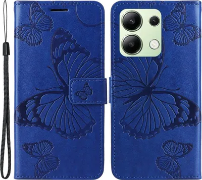 Produktbild von Xiaomi Redmi Note 13 4G Hülle - Coverup Schmetterlinge Klapphülle - Blau