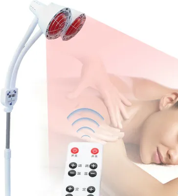 Obrázek produktu pro 275W dvojitá hlava infračervené lampy tepelné lampy reflektor s koly kosmetický salon stojan červené světlo masážní lampa