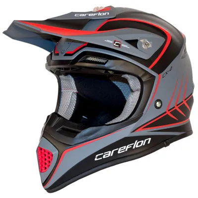 Image de Casque CX-2 Careflon Cross, fibre de verre, pour motocross et enduro, taille 54-64. Modèle : Racer, disponible en rouge, orange, bleu marine et blanc. Taille du casque : 57-58