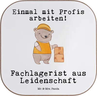 Produktbild von Mr. & Mrs. Panda Untersetzer für Gläser Fachlagerist Leidenschaft - Weiß - Geschenk, Tassen, Ausbildung, Witzig, Coaster, Lustig, gläseruntersetzer, Tischuntersetzer