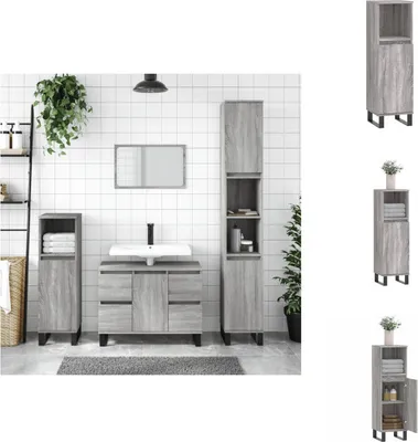 Produktbild von vidaXL Badschrank Grau Sonoma 30x30x100 cm Holzwerkstoff -  Badezimmerwaschtische