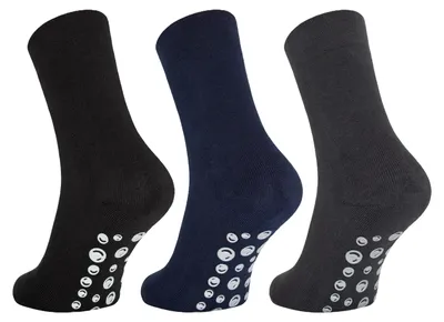 Produktbild von 3 PaarStoppersocken mit ABS - Uni, Grau, Marine, Schwarz Gr.39/42