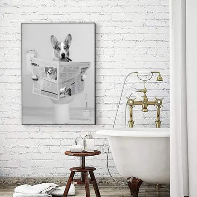 Productafbeelding van Canvasprint van een Schotse Hooglander in bad, zwart-wit, 70x100 cm, zonder lijst