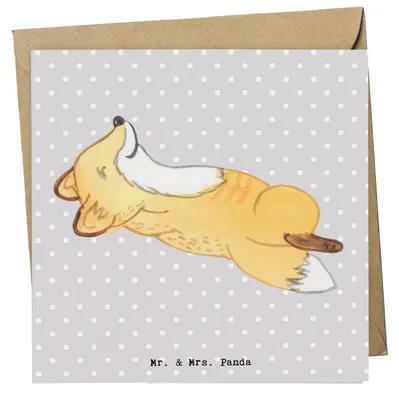Produktbild von Mr. & Mrs. Panda Klappkarte Fuchs Crunches - Grau Pastell - Geschenk, Fitnessstudio, Grußkarte, Bauchpressen, anlasskarte, Glückwunschkarte, faltkarte, doppelkarte