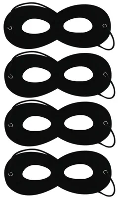 Produktbild von Halbgesichtsmasken schwarz, 4 Stück, für Erwachsene, Halloween und Cosplay