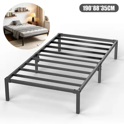 Obrázek produktu pro Rám postele - kovový rám postele - 88 x 190 x 35 cm - Úložný prostor pod postelí - Černá barva - Stabilní konstrukce - Moderní design