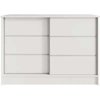 Produktbild von BEAUTYSOFA Kommode MIRELA 120 cm Weiß/Weiß, Sideboard mit 2 Schiebetüren, Highboard  mit dekorativen Zierleisten, Moderne Anrichte, Viel Stauraum