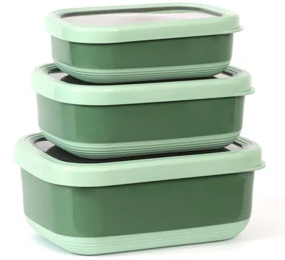 Immagine prodotto di Set di contenitori per il pranzo in acciaio inossidabile Unyqoos®, composto da 3 pezzi, con capacità di 470/820/1400 ml – coperchi trasparenti a prova di perdite, senza BPA, impilabili e lavabili in lavastoviglie