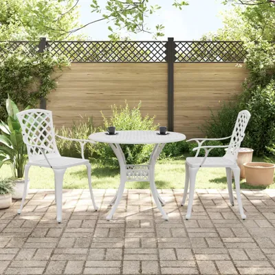Image de vidaXL Ensemble Bistro 3 pièces blanc fonte d'aluminium