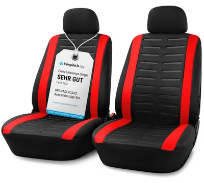 Immagine prodotto di Set di coprisedili per auto Upgrade4cars, versione 2026, per i sedili anteriori | Coprisedili universali rossi per il sedile del conducente e del passeggero | Accessori per auto, decorazioni per interni