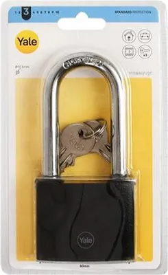 Image de YALE Y111B/60/172/1 Cadenas avec pêne en fonte noire et anse 60 mm avec anse longue, blister