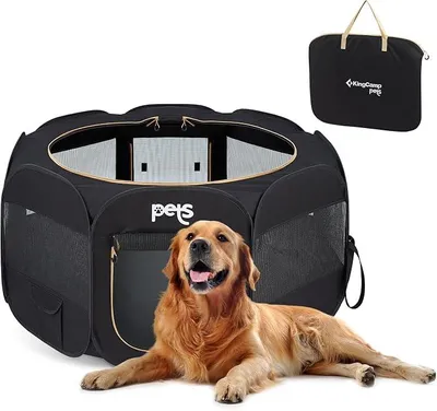 Produktbild von Welpenlaufstall 127cm,Stabiler Hundelaufstall für Wohnung & Outdoor,Faltbar & Tragbar 600D Oxford Gewebe Welpenauslauf mit abnehmbarem Boden & 4 Heringen,Hundegehege für Welpen, Katzen