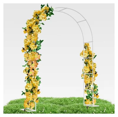 Produktbild von Metall-Rosenbogen für Kletterpflanzen - Freistehendes Rosengestell für Garten und Hochzeit - Weiß
