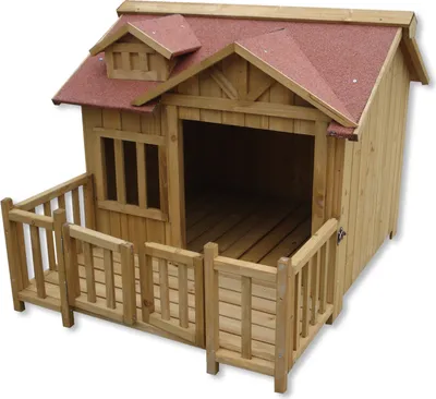 Produktbild von Wiltec luxusná búda pre psov XL 93,5 x 77,5 x 70 cm, hnedá, drevená búda pre psov s verandou, vonkajší brloh pre psa na balkón záhradu terasu