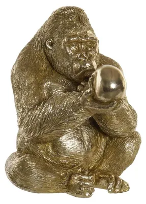 Harzfigur Gorilla Gold, 33x33x43 cm, 1 Stück