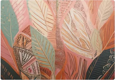 Produktbild von Blätter in Abstraktion – Bodenschutzmatte – Stuhlunterlage 100x70 cm – Rutschfest – Hartbodenmatte