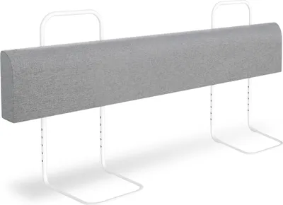 Produktbild von Clanmacy 150cm Bettgitter Bettschutzgitter Kinderbettgitter für Kinder Höhenverstellbar 5-Loch Rausfallschutz Babybettgitter für Familienbett und Kinderbett Leinen Grau