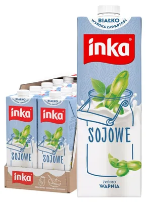 Zdjęcie produktu dla Inka Sojadrink 10 x 1L - napój sojowy, bogaty w białko, wegański, wzbogacony wapniem i witaminami