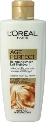 Produktbild von L’Oréal Paris Age Perfect Reinigungsmilch 200 ml, Frauen, Reife Haut, Reinigend, Kräftigend, Nährend, 200 ml, Flasche, 782479 6 - INGREDIENTS: AQUA / WATER - ISOPROPYL MYRISTATE - GLYCERIN - PENTAERYTHRITYL...