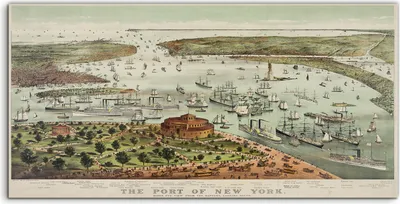 Produktbild von Coloray Acrylbild 120x60  Wandbild Acrylbilder Historisch Hafen von New York Karte