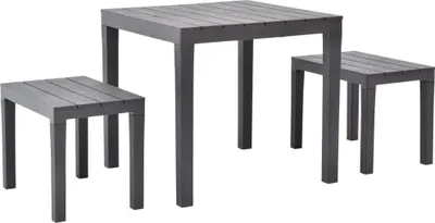 Produktbild von The Living Store Gartentisch mit 2 Bänken Kunststoff Braun