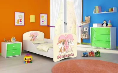 Obrázok produktu pre ACMA I mládežnícka posteľ detská posteľ junior kompletná súprava s lamelovým roštom biela 12 šteniat 180x80