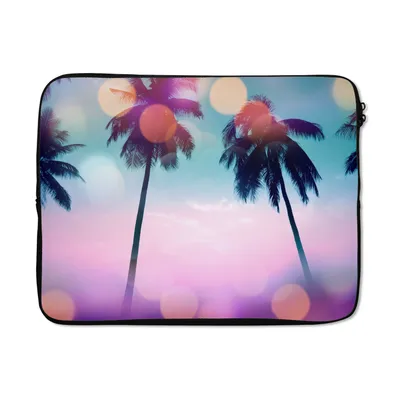 Produktbild von MuchoWow® Laptop Hülle 15 Zoll Sommer - Palmen - Himmel - Rosa Laptoptasche - Laptoptasche - Sleeve - Rundum-Schutz