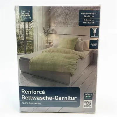 Produktbild von Home Ideas Living Renforce Bettwäsche-Garnitur, 100% Baumwolle, Kissenbezug 80x80cm, Bettbezug 135x200cm, atmungsaktiv, pflegeleicht.
