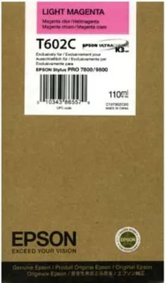 Zdjęcie produktu dla Epson Wkład atramentowy Light Magenta T602C00, Jasna magenta, Tusz na bazie pigmentu, 110 ml, 1 szt.