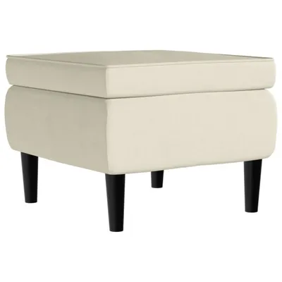 Image de Tabouret avec pieds en bois Velours crème