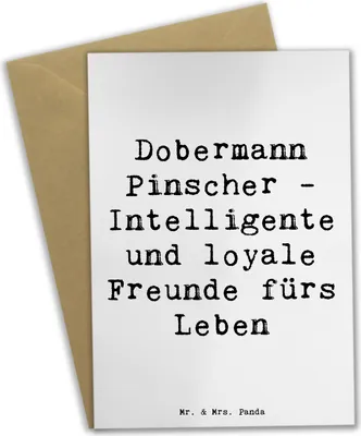 Produktbild von Mr. & Mrs. Panda Grußkarte Spruch Dobermann Pinscher Freund - Weiß - Geschenk, babykarte, Hunderassen, einladungskarten, Familienhund, Schutzhund, osterkarten, Hunderasse