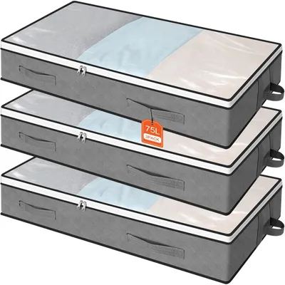 3er-Set Aufbewahrungsboxen unter dem Bett, 100x50x15 cm, faltbar