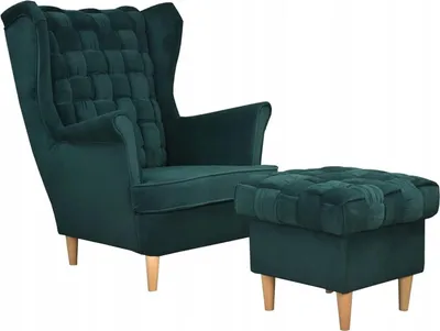 Produktbild von Family Meble Ohrensessel mit Hocker Carol Relaxsessel Skandinavisch Bequemer Sessel Loungesessel Fernsehsessel Wohnzimmer Schlafzimmer Büro (TRINI 28)