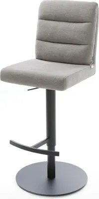 Immagine prodotto di DELIFE Sedia da bar Pela-Flex Tessuto strutturato Soft Grigio Base girevole regolabile in altezza Metallo Nero