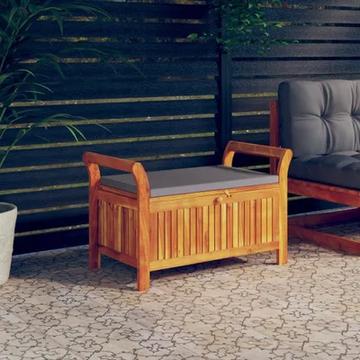 Produktbild von The Living Store Garten-Truhenbank mit Kissen 91 cm Massivholz Akazie