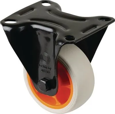 Image de Roulette fixe D. 80 mm, charge max. 100 kg, patin en caoutchouc L 104 x l 80 mm, couleur : roue gris clair