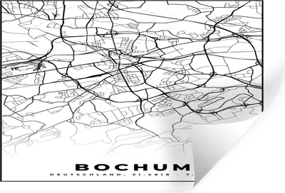 Produktbild von MuchoWow® Wandtattoo Wandsticker Wandaufkleber Karte - Stadtplan - Bochum - Karte 90x60 cm Selbstklebend und Repositionierbar - Aufkleber