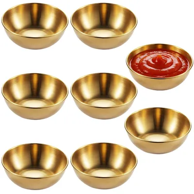 8 Snackkommen aus Edelstahl, gold, rund, 8x3 cm