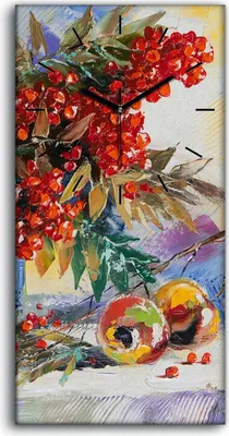 Produktbild von Dekor Leinwand Uhr Wandbilder 30x60 Gemälde Abstrakte Blumen Früchte Äpfel - schwarze Hände