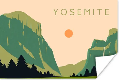 Produktbild von MuchoWow® Poster Park - Kalifornien - USA - Yosemite - Illustration - Amerika 90x60 cm - Schlafzimmer