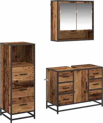 Obrázok produktu pre vidaXL Kúpeľňový nábytok so zásuvkami 3 ks materiál z regenerovaného dreva