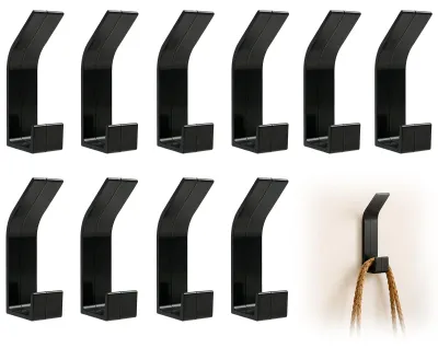 Selbstklebende Wandhaken, schwarz, 10 Stück, 3 kg Belastbarkeit