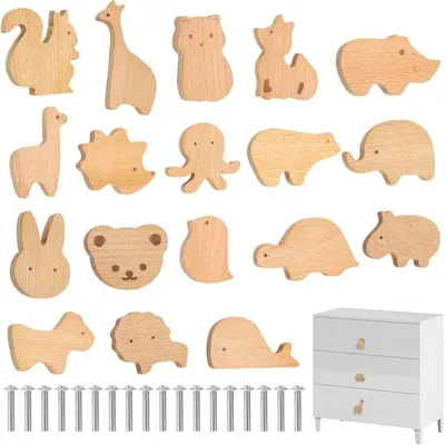 Produktbild von Famanu Holzknöpfe Tiermotive - 18 Stück für Kinderzimmer