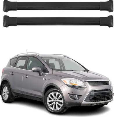 Image de Barres de toit transversales pour Ford Kuga mk1 2008-2013 Aluminium Noir 2x