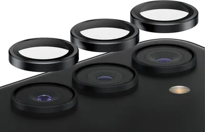 A close-up view of a smartphone camera lens protector kit.