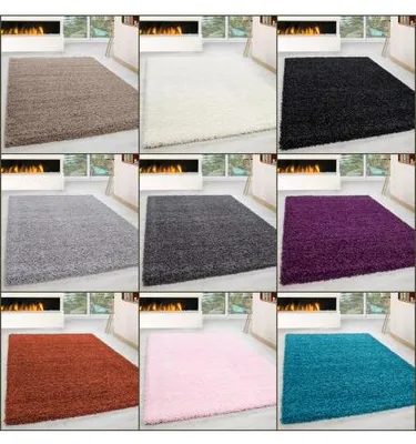 Produktbild von Weicher und flauschiger 30 mm Shaggy-Teppich für Wohn- und Schlafzimmer 120x120 cm Rund Creme