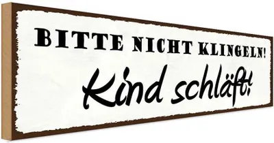 Produktbild von vianmo Holzschild 10x27 cm nicht klingeln Kind schläft Kids Kinder Teens